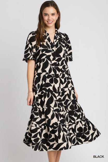 Black Floral Dress -Curvy