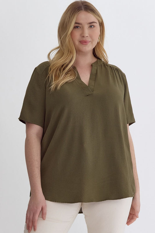 Basic Olive Top - Curvy